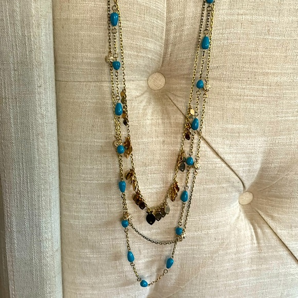 Lilly Pulitzer Necklace Fresh Catch Multi Strand Turquoise Gold Fish Charms - Picture 3 of 7